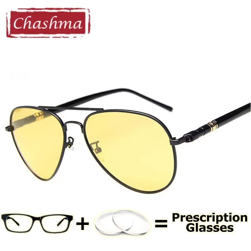 

Classic Design Pilot Myopia Night Driving Glasses Anti Glare Polarized Men Sunglasses Yellow Lenses Prescription Sun Glasses