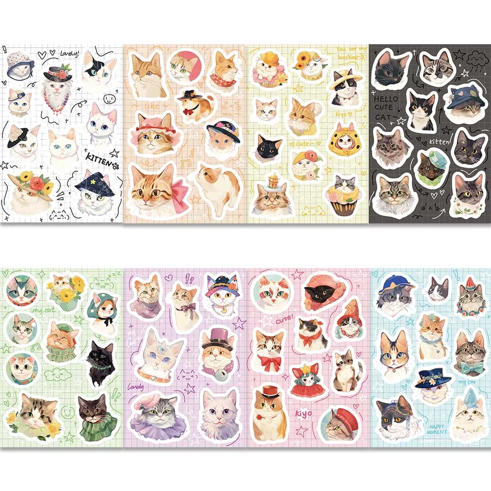 32Sheets Cute Cats DIY Puzzle Stickers Cartoon Face Funny Animals Assemble Stickers Luggage Bike Phone Kids Boys Girls Teen Toys