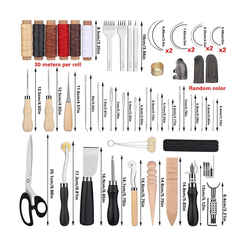 Hand Sewing Leather Tools Set Roll Bag, Hand Sewing Set Leather DIY Tools Handmade Leather Goods Making