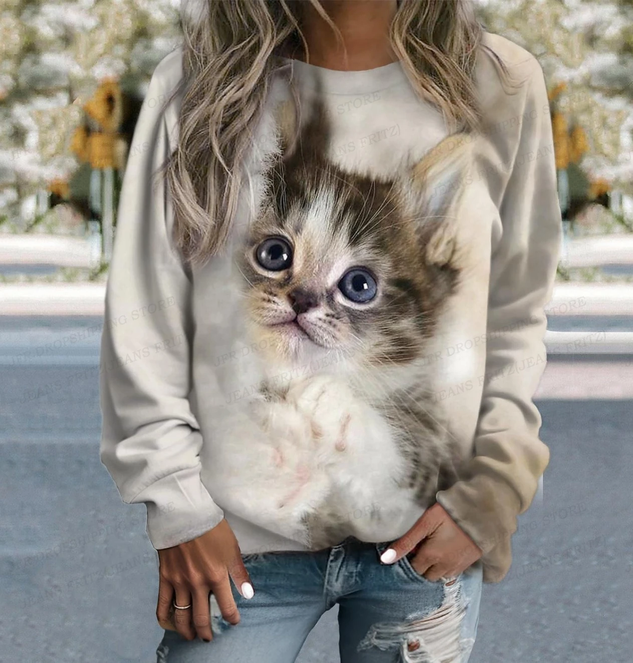 Animal Cat 3d Print Hoodies Women Fashion Crewneck Hoodie Cartoon Kawaii Graphic Coats Women Sweats Oversized Clothing Manga