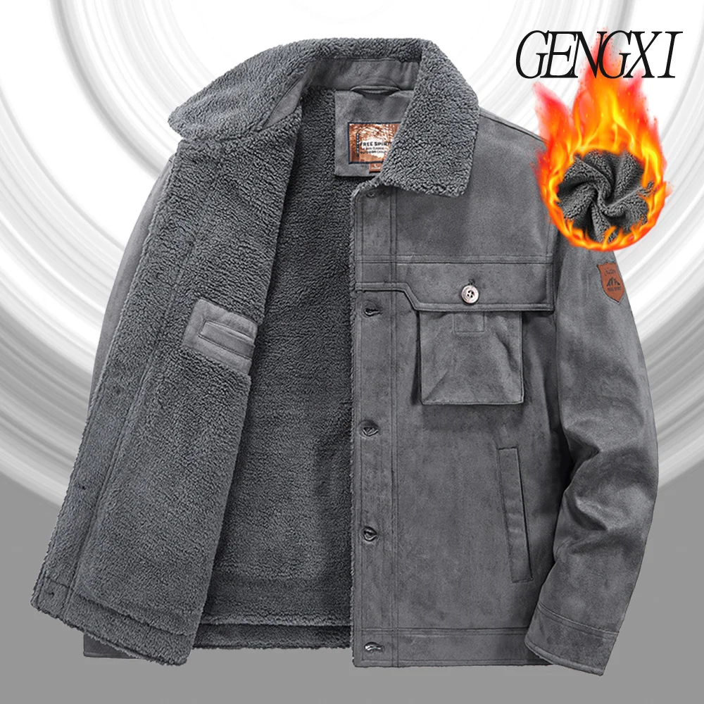 شتاء جديد وصول الجلد المدبوغ التكتيكية عمال سترة الأمريكية خمر الصوف مبطن سميكة بدوره إلى أسفل طوق سترة يندبروف و #1