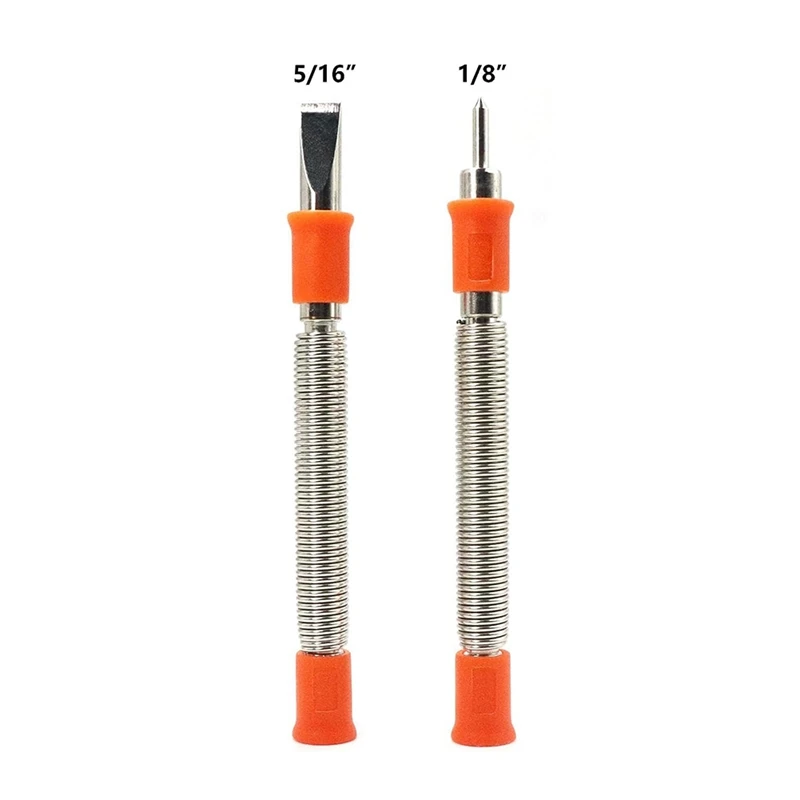 2Pcs Spring Tool Set Kit 5/16-Inch Chisel And 1/8-Inch Center Punch Set, Spring Loaded Rivet Removal Set For Wood