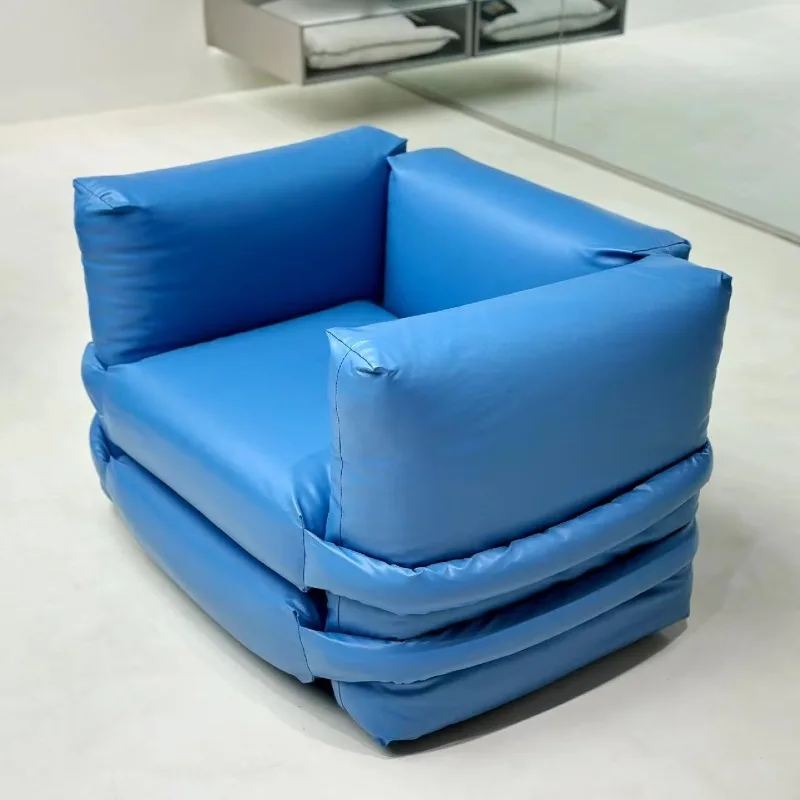 Modern geometric single leather sofa armrest modular combination living room