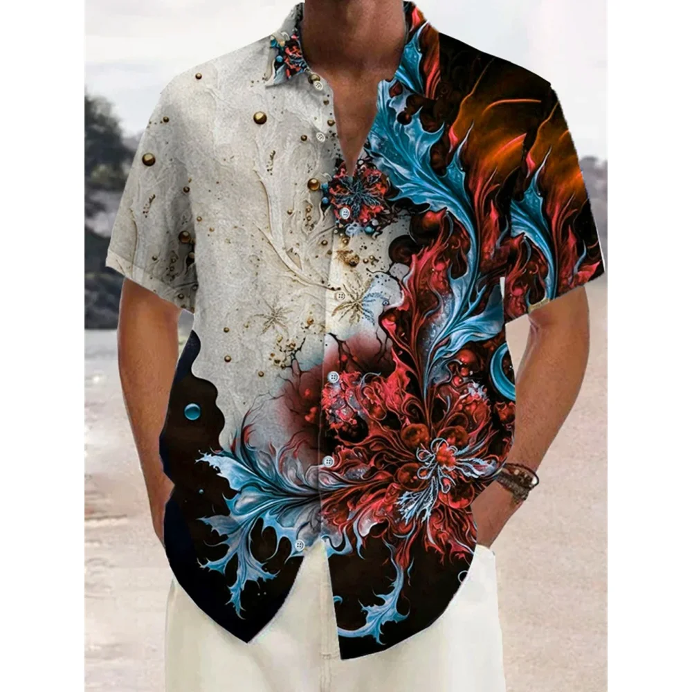 Men\'s Shirt Summer Casual Fashion Short Sleeved Shirt For Men Loose Breathable Hawaiian Shirt Man Casual Men\'s Clothing Top