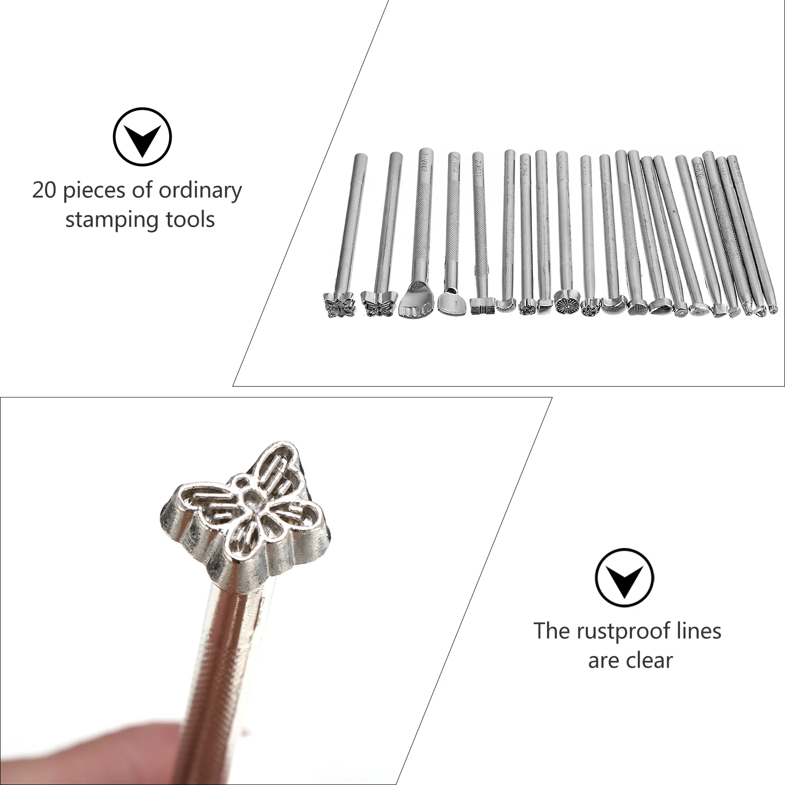 

20pcs Tool Set Punches Stainless Steel Craft Supplies Engrave Mold Belt Wallet Bag Making Durability Elegant Design Non