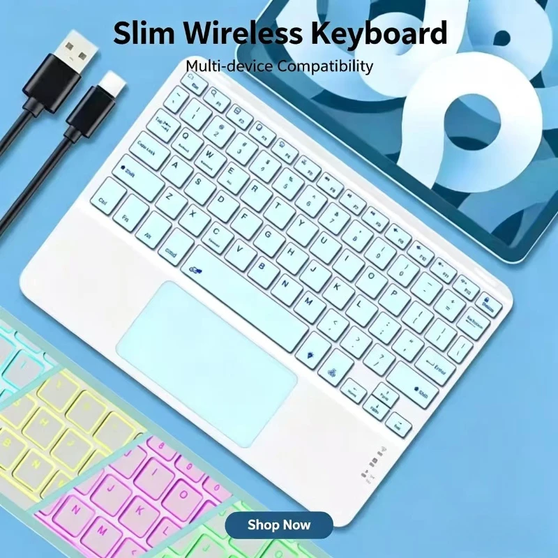 

Bluetooth-клавиатура с подсветкой для iPad 11-го поколения 2025 (11 дюймов), A16 Air 13, Air 11, M3 2025, Pro 11, Galaxy Tab S10