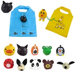 2023 New Bags Animal Prints Cute Travel Foldable Handbag Grocery Tote Storage Reusable Cat Dog Cute Yellow Animal Shopping Bags