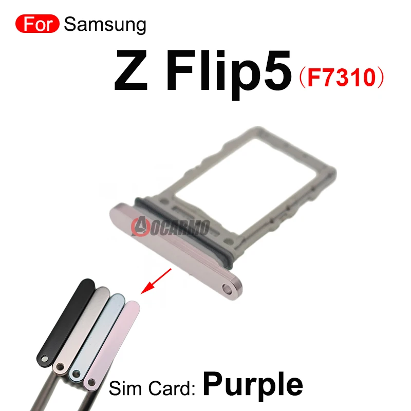 1Pcs Black/ White/ Green/ Purple Sim Tray For Samsung Galaxy Z Flip 5 Flip5 F7310 SIM Card Holder Slot Replacement Parts