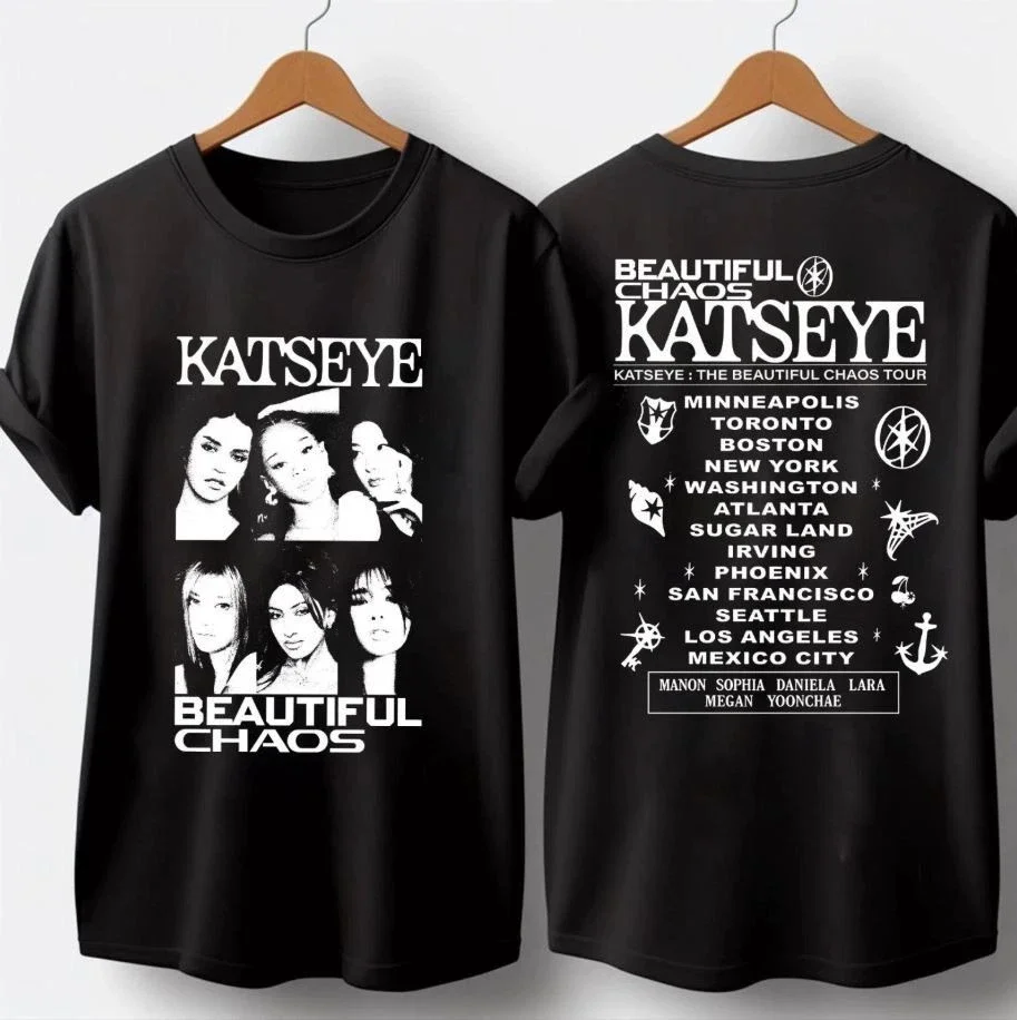 

Женская винтажная футболка в стиле ретро KATSEYE Gnarly, мужская винтажная футболка унисекс, хлопковая уличная одежда, свободные топы с короткими рукавами, футболка