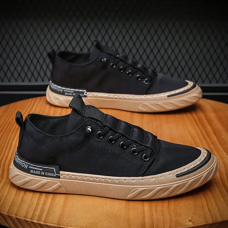Lightweight Men's Vulcanize Shoes Spring Autumn Sneakers Male Black Canvas Legitimate Classic Original Designer Luxury Sale Work