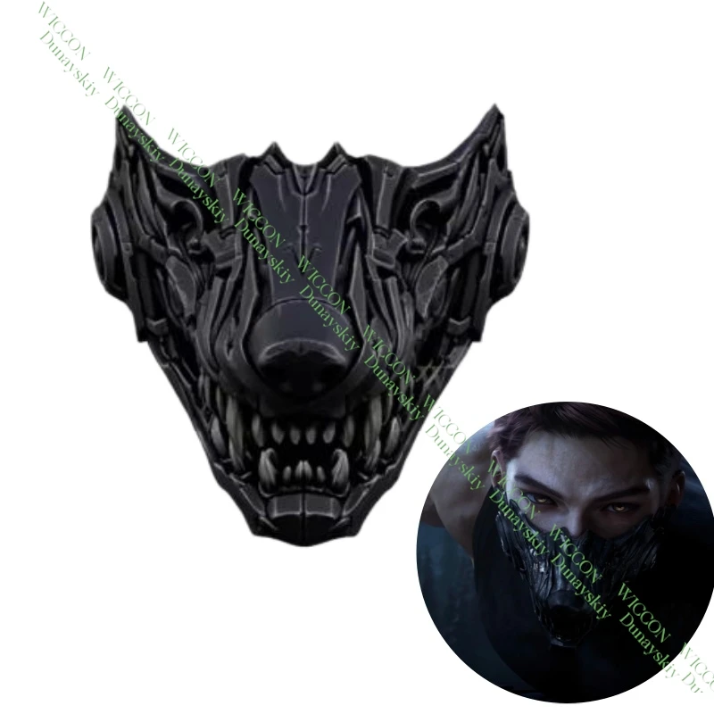 Love and Deepspace Valko Ao Yin Wolf Half Mask 3D PLA Printed Punk Cosplay Prop Handsome Game Accessory For Halloween Comic Con view 6