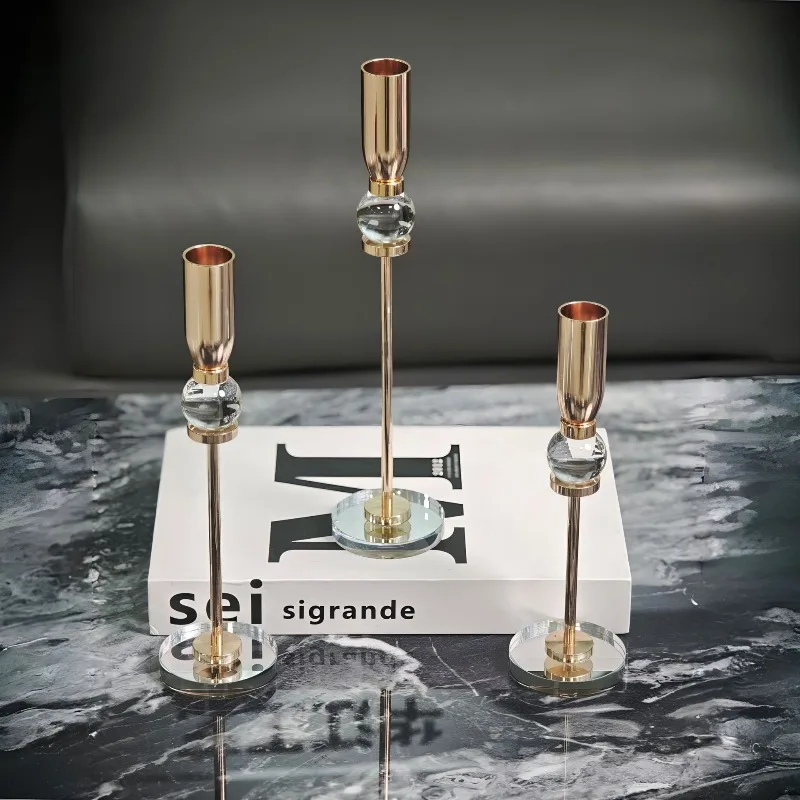 1pcs 3pcs Simple Elegant Candle Holders Crystal Creativity Candlestick Restaurant Aesthetic Centerpieces Home Decoration
