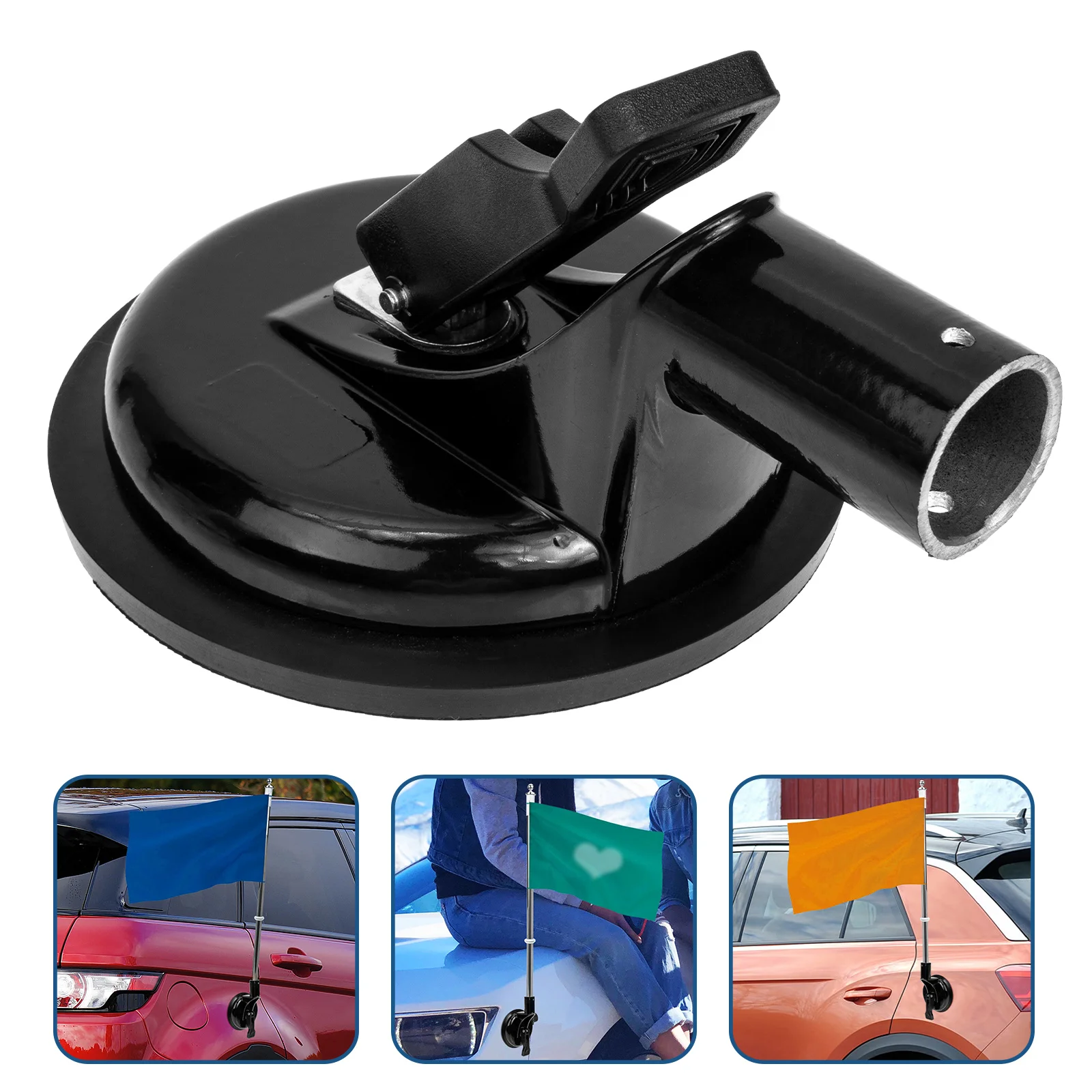 

Flagpole Sucker Bracket Stands Car Mount Supplies Suction Cup Holder Rubber Metal