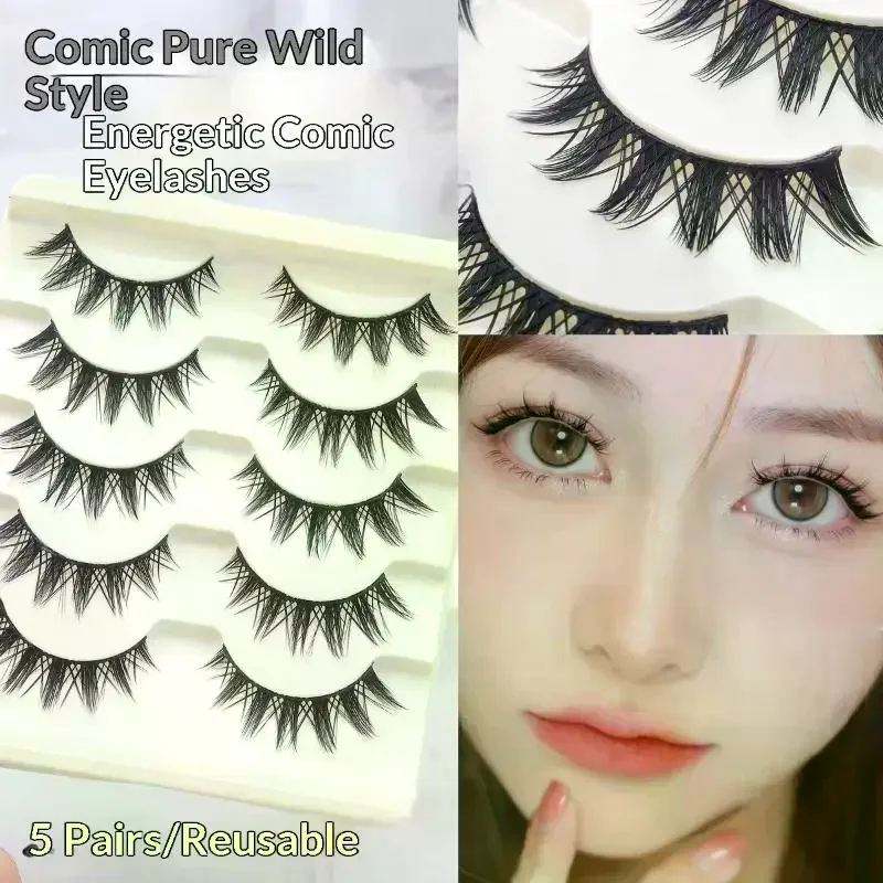 False Eyelashes Natural - 5 Çift Manga Kirpik Cosplay Takma