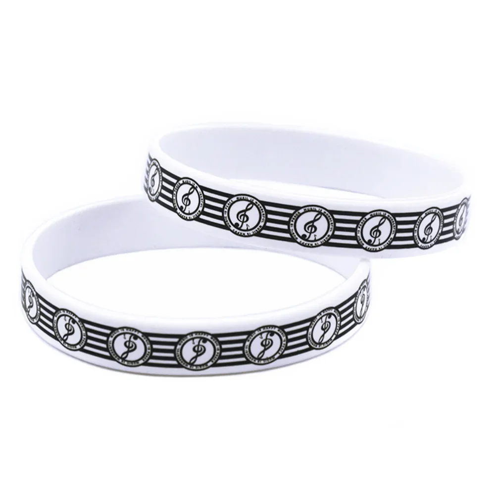 1 PC bedrucktes Musiknoten-Gummiarmband, Fans unterstützen Musik-Promi-Merchandise, dehnbares Armband, modisches Silikon-Armband – Detail 7