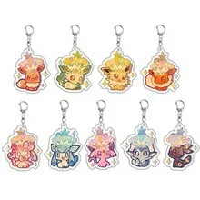 Portachiavi Acrilico con Eevee ed evoluzioni in stile chibi con coroncina_1