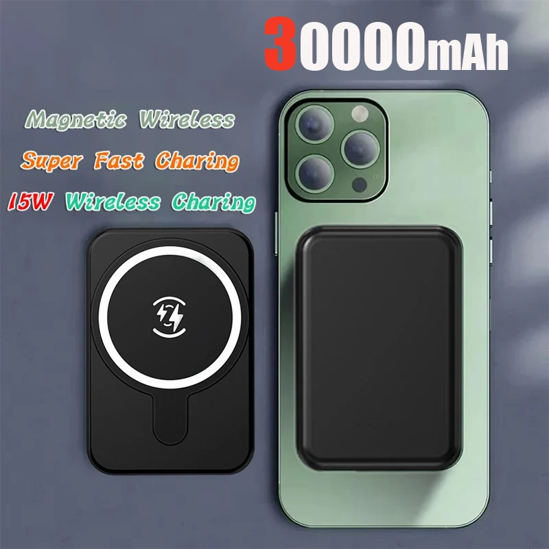 

30000mAh Mini Magnetic Wireless Power Bank Fast Charge Auto-wake For iPhone Xiaomi Magsafe Powerbank Thin Portable Waterproof