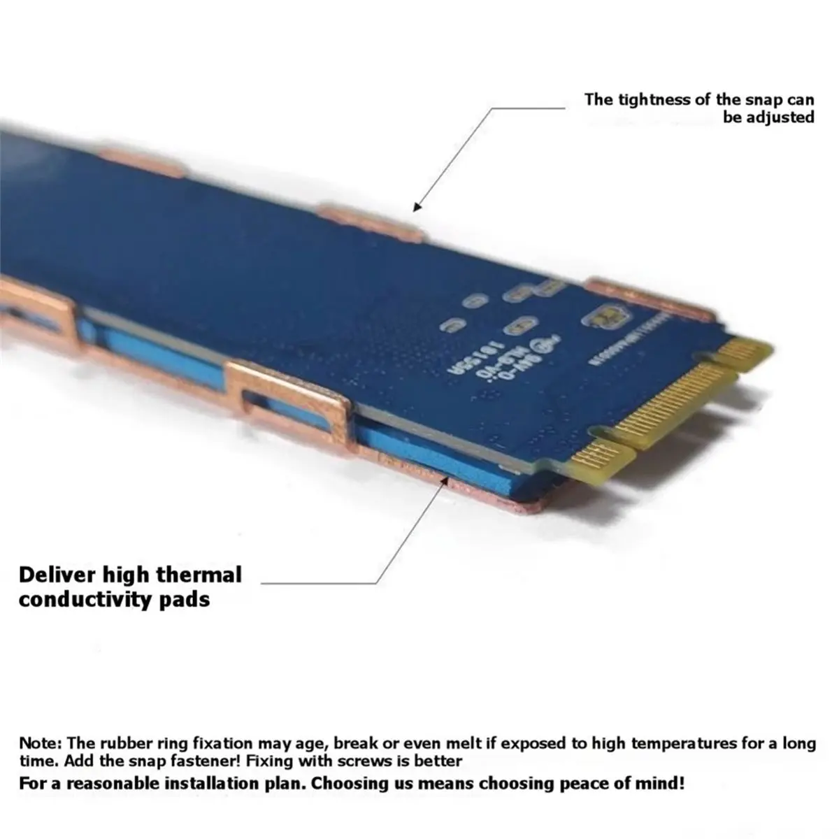 M.2 NVMe SSD Copper Heatsink with Advanced Thermals Management M.2 Solid Universal Heat Sink Cooler for Gaming Use