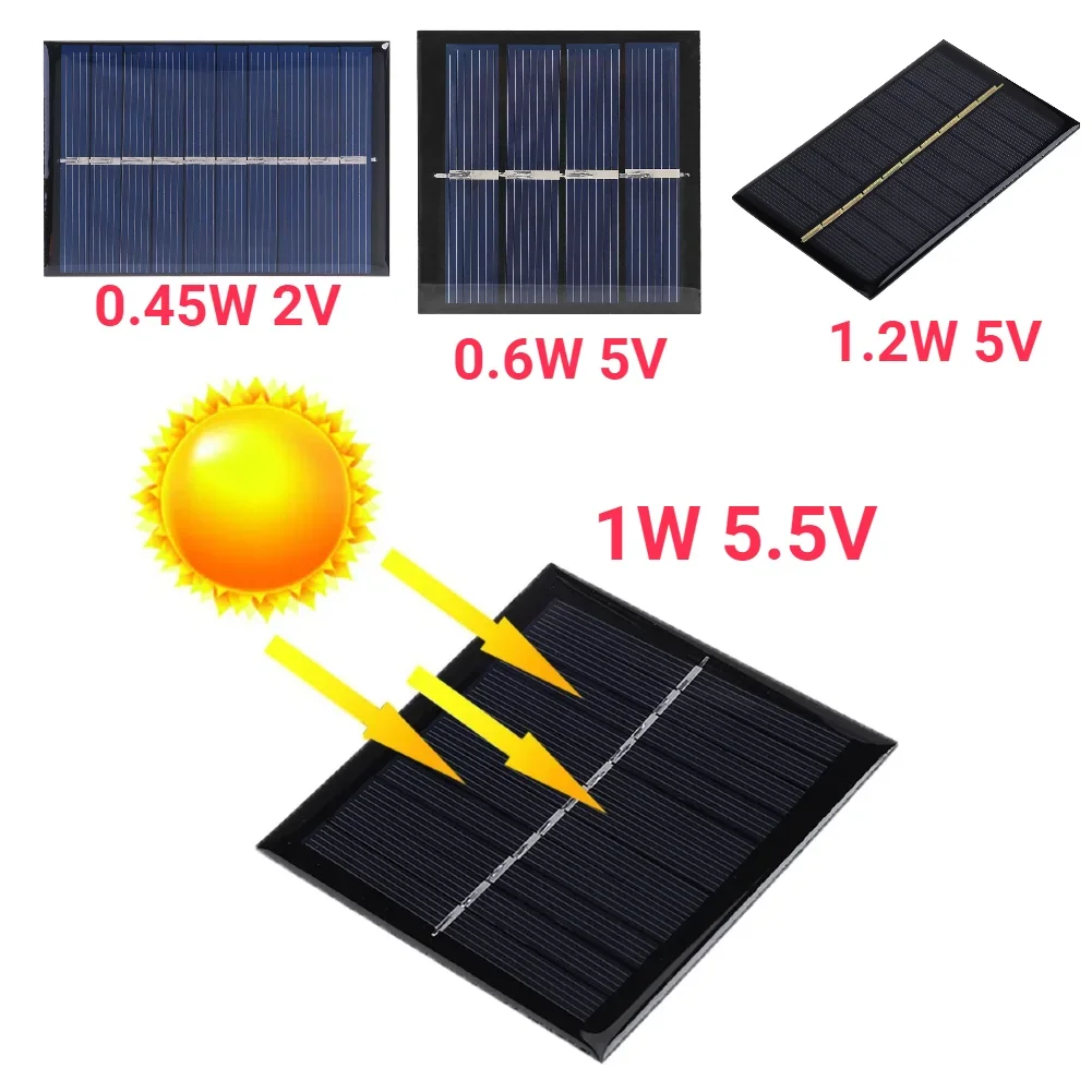 DIY 1,2 W 5 V 120 mA Solarmodule Solarzellen Modul Batterieladegerät Epoxidplatte für Straßenwerbung Hoflampe Beleuchtung