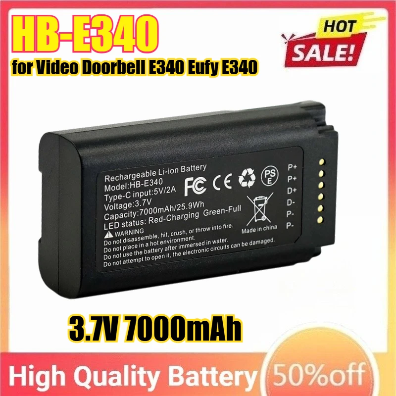 

3.7V 7000mAh HB-E340 Battery for Video Doorbell E340 Eufy E340 Rechargeable Battery