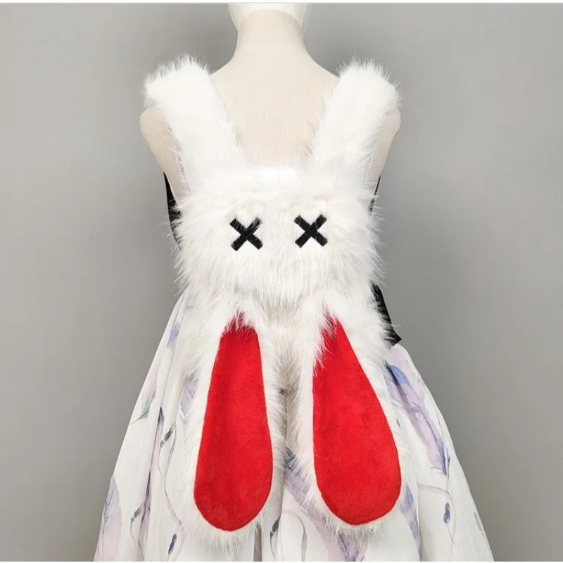 Dark Punk Anime Backpack Goth Lolita Rabbit Subculture Niche Y2k Rabbit Ears Furry Large Capacity Versatile Double Crossbody Bag
