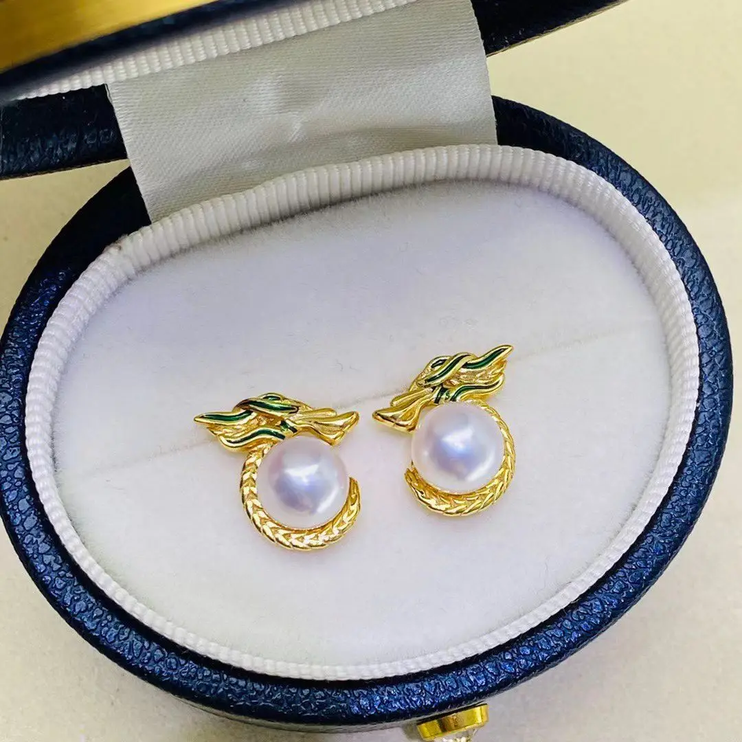 الجملة S925 فضة أقراط جبل النتائج إعدادات قاعدة تصاعد أجزاء ملحق ل 7-8 مللي متر اللؤلؤ 5 زوج/وحدة #4