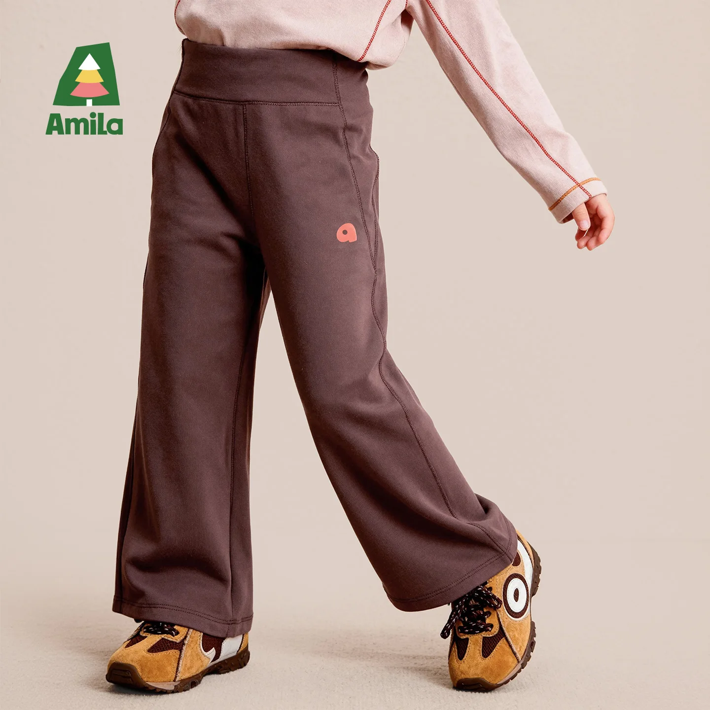 Amila 2026 Autumn New Kids Leggings High Waist High Elastic Flared Yoga Style Fashion Casual Comfortable Daily Long Pants