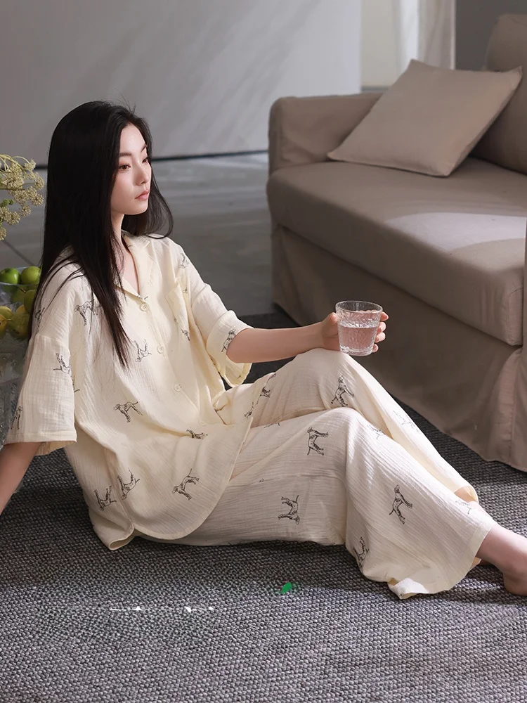 xuanjiang-2026-nuevo-conjunto-de-pijama-de-verano-para-mujer-de-algodon-puro-fino-doble-capa-de-gasa-manga-corta-y-pantalon-largo-tallas-grandes