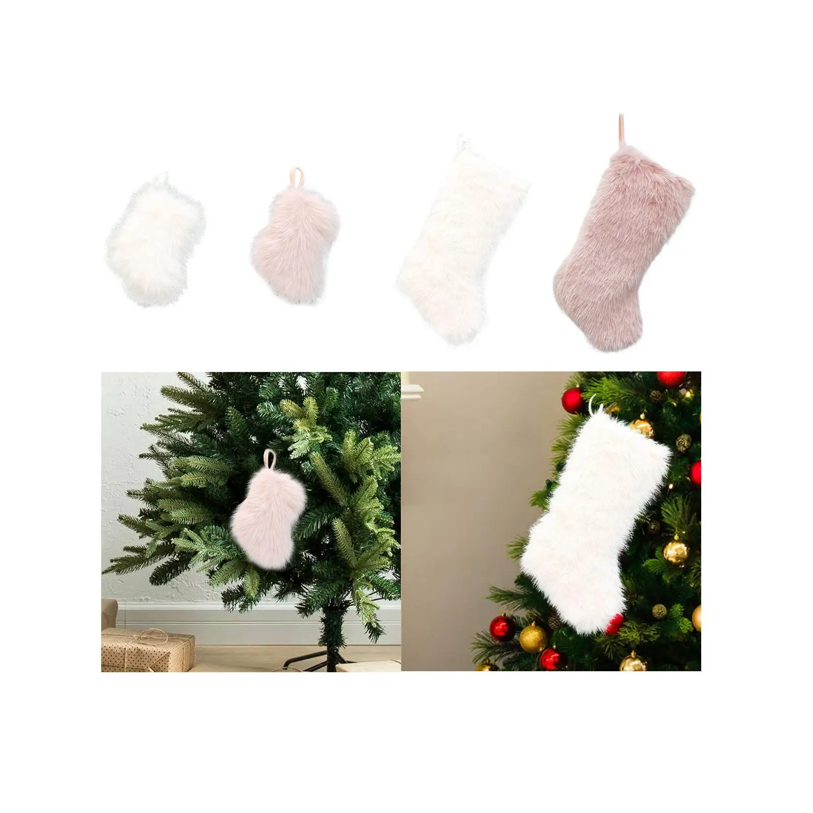 Christmas Stocking Hanging Sock Treat Bag Ornament Reusable Candy Gift Bag Christmas Tree Decoration for Walls Party Favor