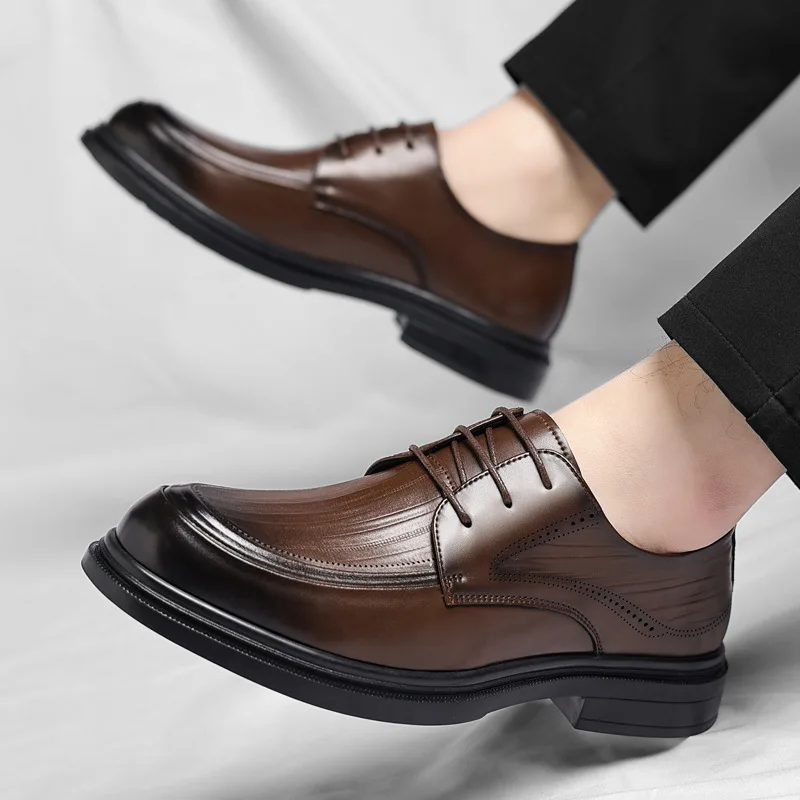 

Men's Formal Shoes Black Spring Autumn Legitimate Leather Official Suit High Quality Fashion Party Social Shoe Male Casual Shoes