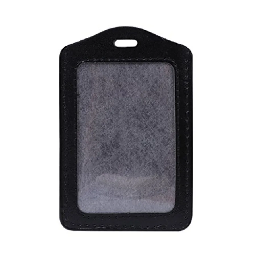 

SimpleLif Soft Leather ID Badge Holder Wallet Card Pockets Safety ID Window Business Work Card Holde Vertical Type