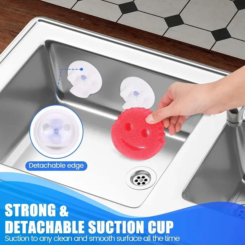 1pc Sponge Holder Suction Cup Smiling Face Sponge Holders for Kitchen Sink Bathroom