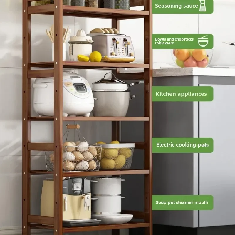 Multi-Tier Metal Shelving Rack Kitchen Storage Shelf Household Floor Standing Laundry Organizer Seasoning Holder Home