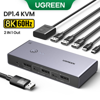 UGREEN DisplayPort 1.4 Switch 8K 60Hz DP Switch 2 PCs Sharing Monitor Keyboard Mouse Printer for Office Gaming