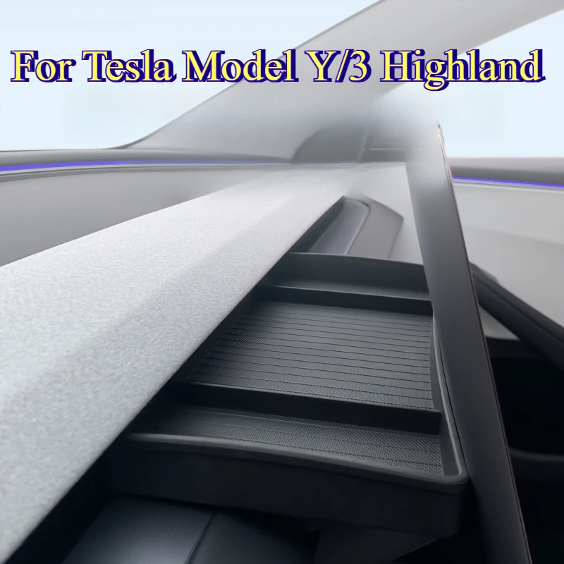 

For Tesla Model Y/3 Highland: Screen Rear Storage Tray - Magnetic ETC Holder & TPE Organizer