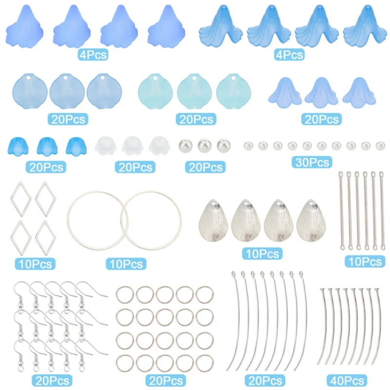 1Box DIY 10 Pairs Frosted Acrylic Calla Lily Flower Dangle Earring Making Kit Petal Charms Findings for Beginners Jewelry Making