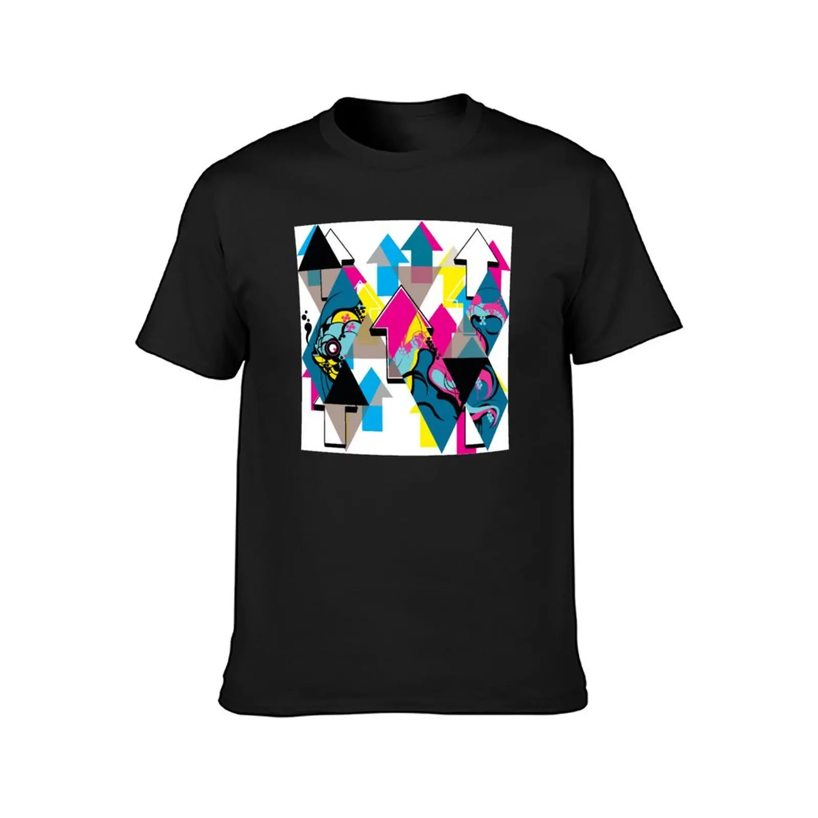 Colorful ARROWS & Golden Fish Grafitti T-shirt Blouse anime clothes tees korean fashion Men's t-shirts