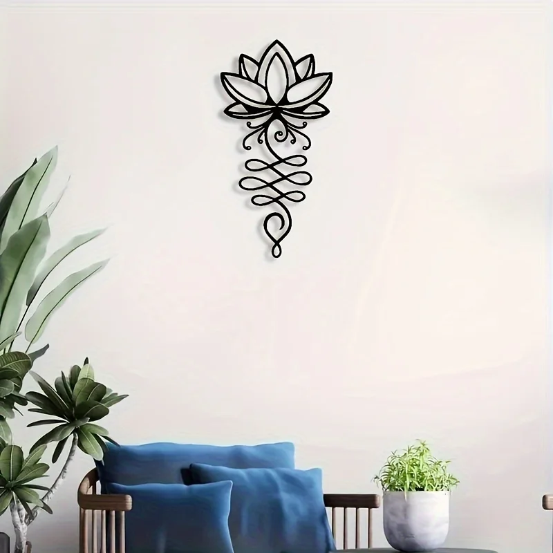 Metal Lotus Wall Decoration Black Lotus Wall Art Hollow Wall Logo Metal Flower Hanging Wall Silhouette Bedroom Decoration