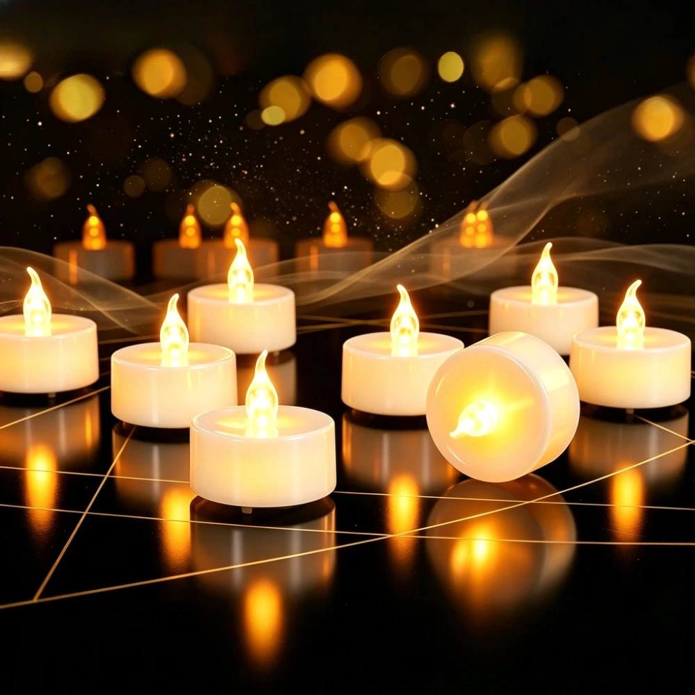 12Pcs/24Pcs Flickering Flameless LED Tea Lights Candles Battery Operated Fake Electric Warmer Lamp for Home Party Holiday Decor