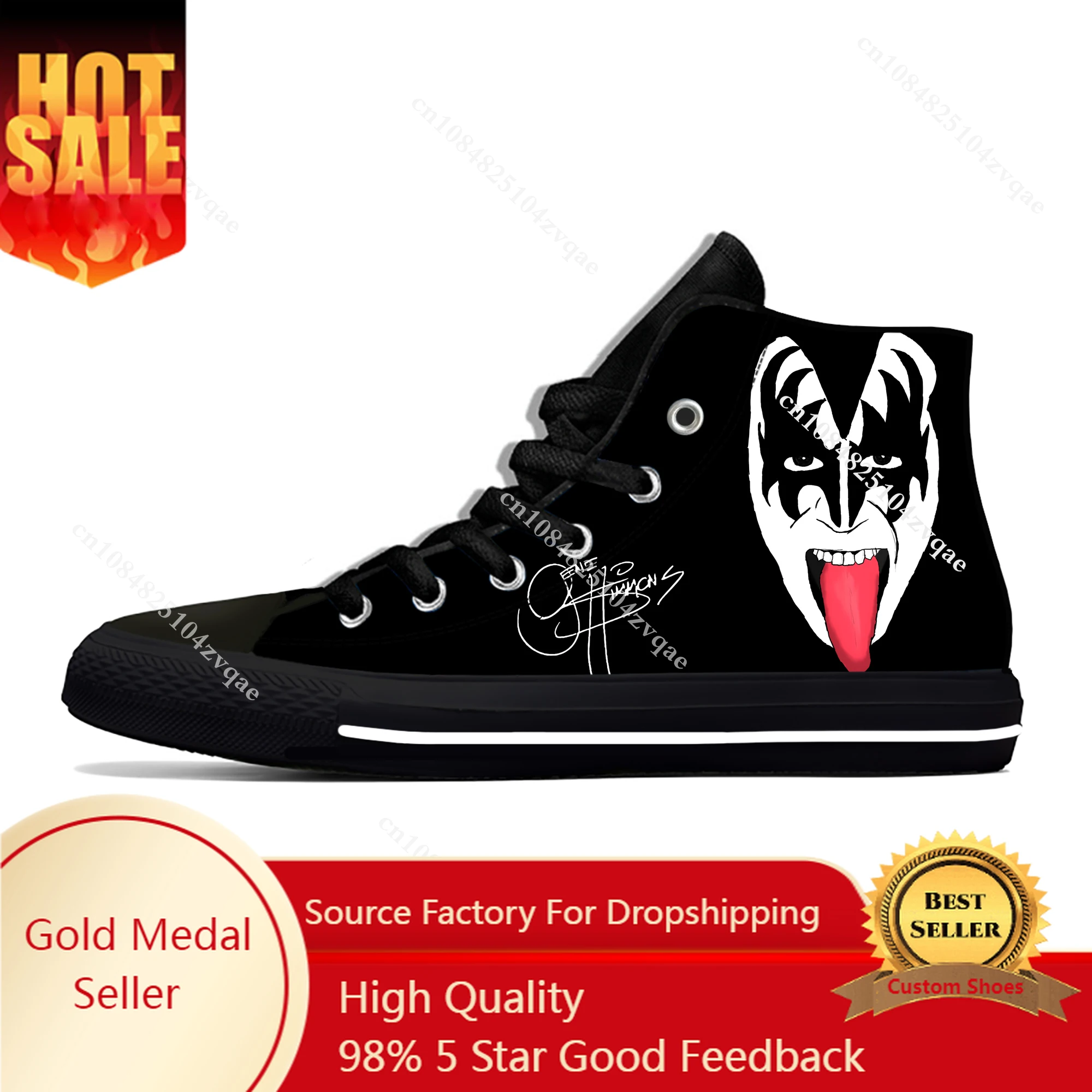 

Gene Simmons High Top Sneakers Mens Womens Teenager Casual Shoes Canvas Running Shoes Cosplay 3D Printed Lightweight shoe