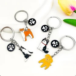 Cute Pet Dog Keychain Cartoon Husky Teddy Corgi Animal Paws Keyring for Women Men DIY Backpack Car Trinkets Key Accessories