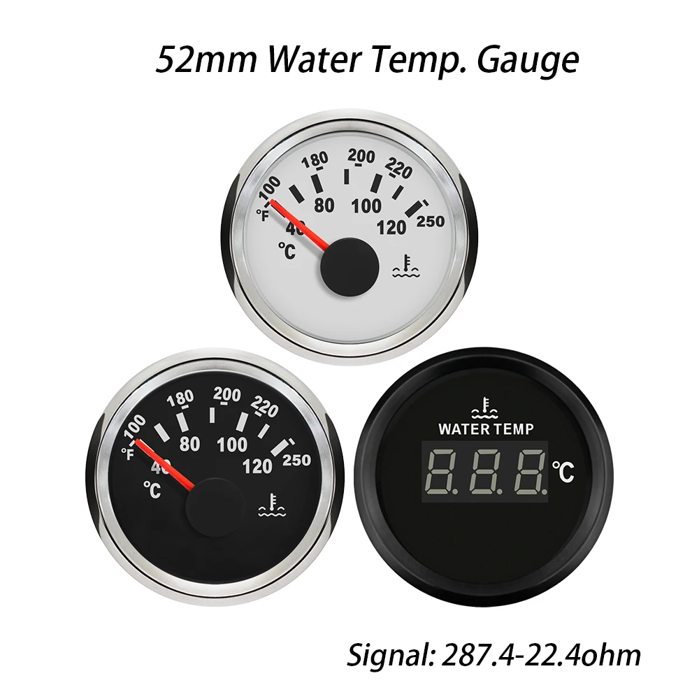 Rhaxel 52mm 2'' Digital Water Temp Gauge Temperature Meter 40-120℃ Degree 52mm 9-32V With Red Backlight for SUV Car Boats - view 2