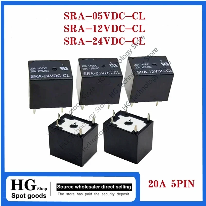 5PCS/Lot SRA- 05V 12V 24VDC-CL AL  SRA-24VDC-AL SRA-05VDC-CL SRA-12VDC-CL SRA-24VDC-CL 5V 12V 24V 20A 4PIN 5PIN DC Power Relay
