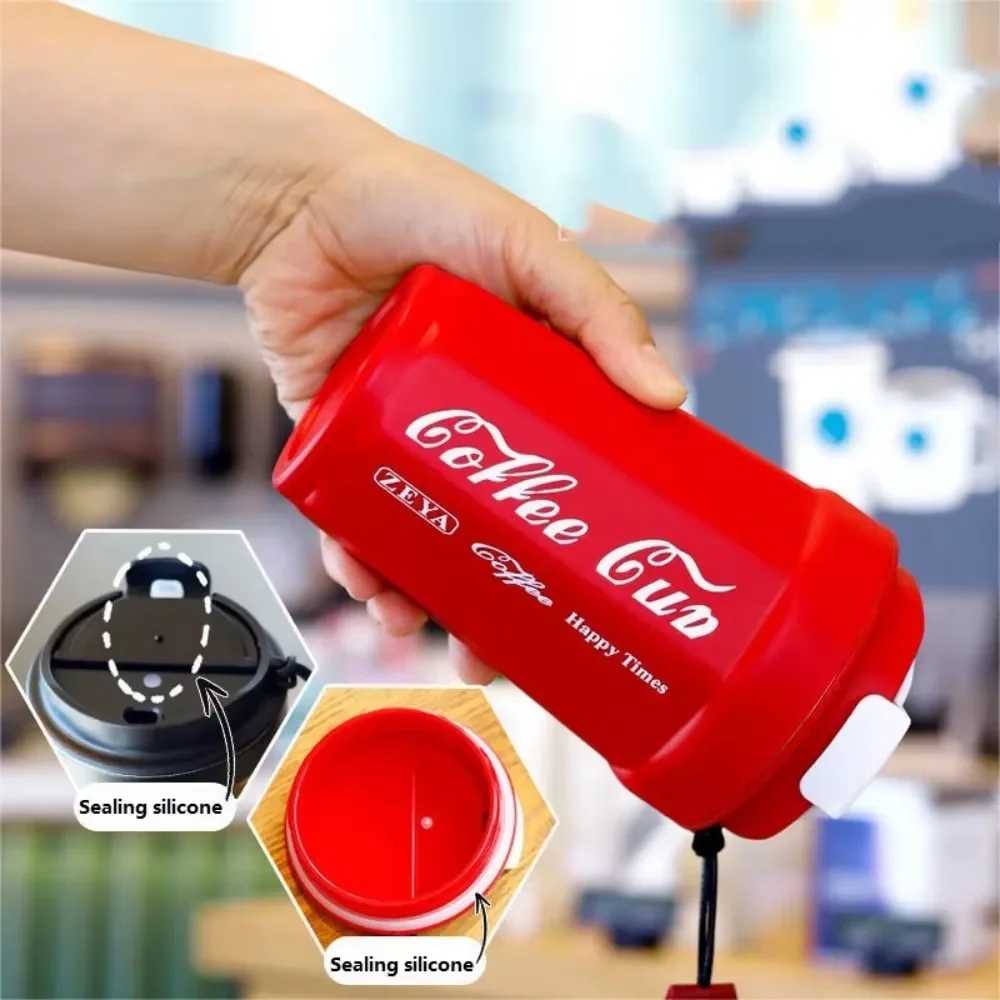 كوب قهوة ترمس مانع للتسرب، كوب قهوة للسفر بجدار مزدوج، كوب بحزام محمول، كوب من الفولاذ المقاوم للصدأ #6