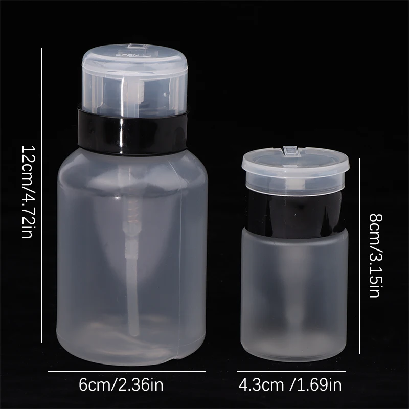 1Pc 60/200ml Empty Press Nail Bottle Pump Dispenser Plastic Polish Portable Liquid Makeup Remover Cleaner Manicure Tool