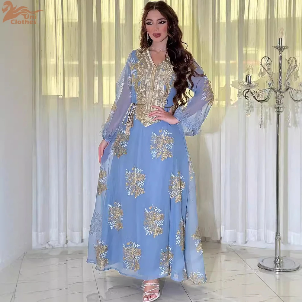 

Eid вышивка, мусульманское женское платье, Abaya Jalabiya, Марокко, Дубай, яркая Abaya, мусульманское платье, арабское длинное платье