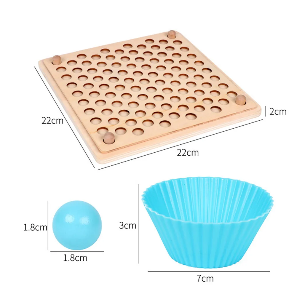 Wooden Clip Balls Game Educational Wood Beads Board Bright Colors for Kids Hand Eye Coordination Learning Early Development