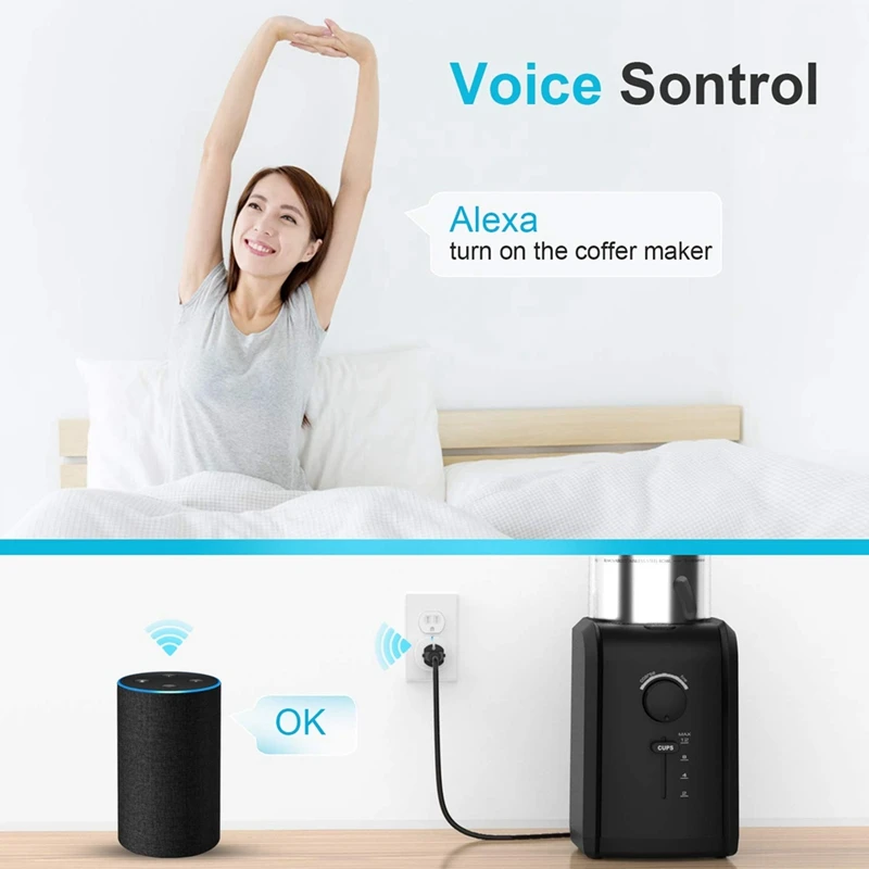 تويا واي فاي مقبس لاسلكي ذكي ، جهاز تحكم عن بعد صوتي ، أبيض ، يعمل مع جوجل هوم ، اليكسا ، 10A