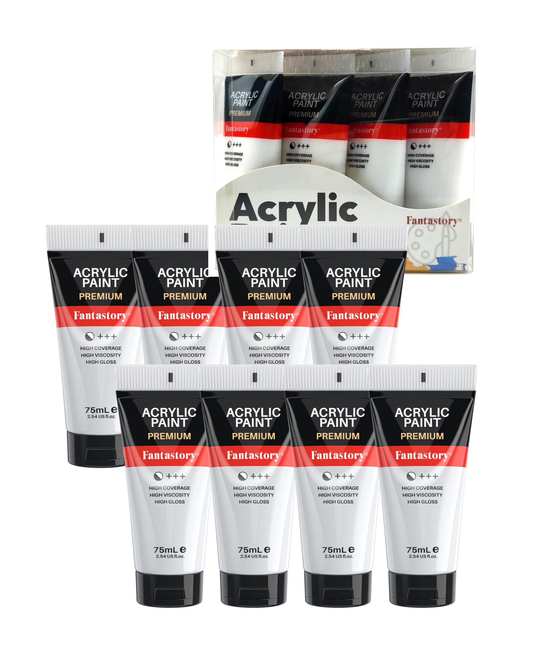 

White Acrylic Paints Set, 20 oz, 8 Pack Acrylic Paint Tubes, Premium Thick Craft Paints, Drawing & Painting, Craft Supplies