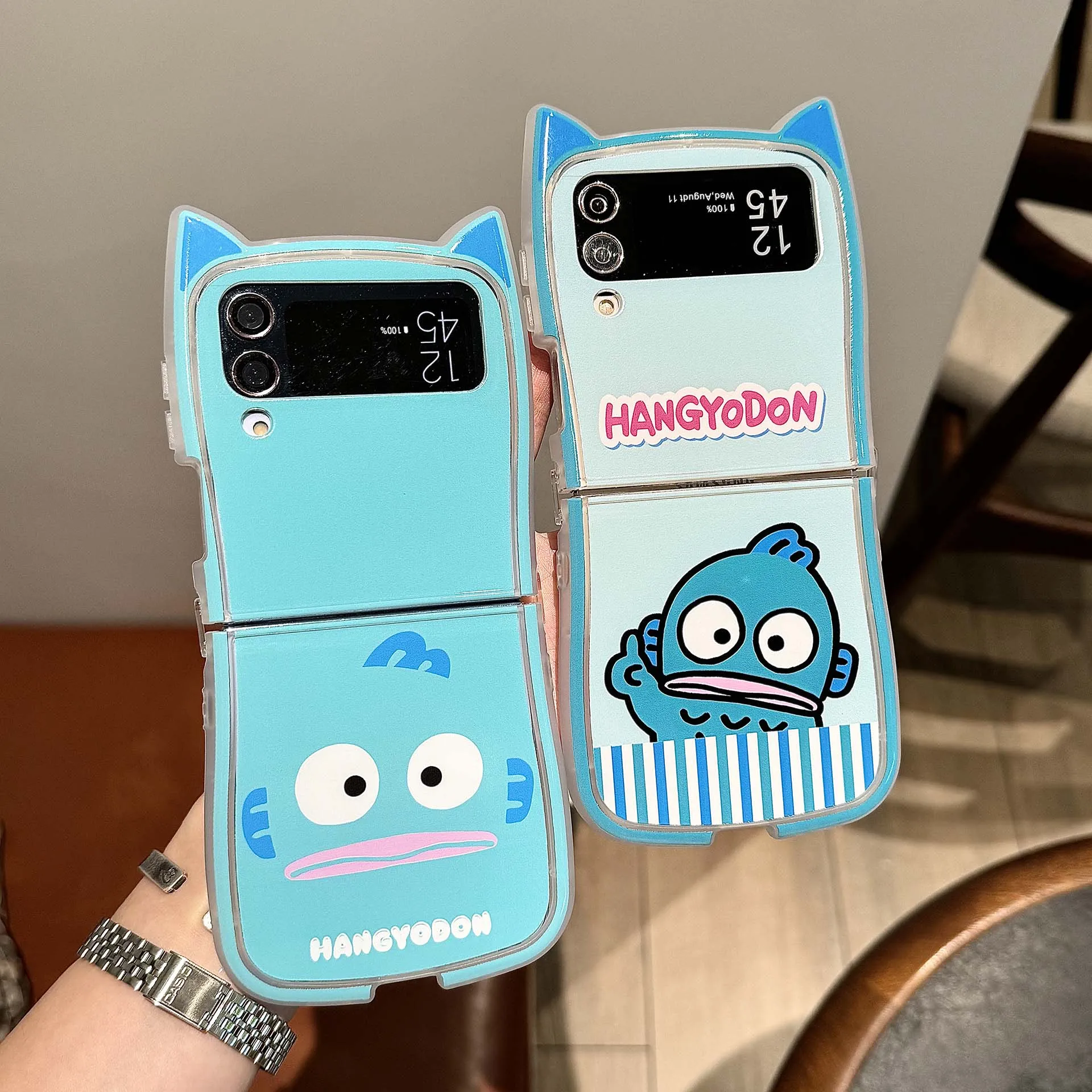 Cute Sanrio Hangyodon Phone Case Samsung Galaxy For Z Flip 3 4,Z Flip 5,Z Flip 6 PC Hard Anti-drop Back Cover Funda Kawaii